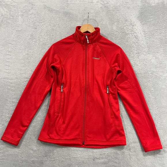 Patagonia R1 Regulator Waffle Knit Thermal Jacket Women Medium Red Full Zip Hike - Picture 1 of 11